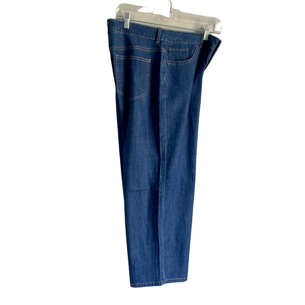 LOGO Lori Goldstein Boyfriend Wide Leg Cropped Chambray Denim Jeans 10 - Picture 3 of 12
